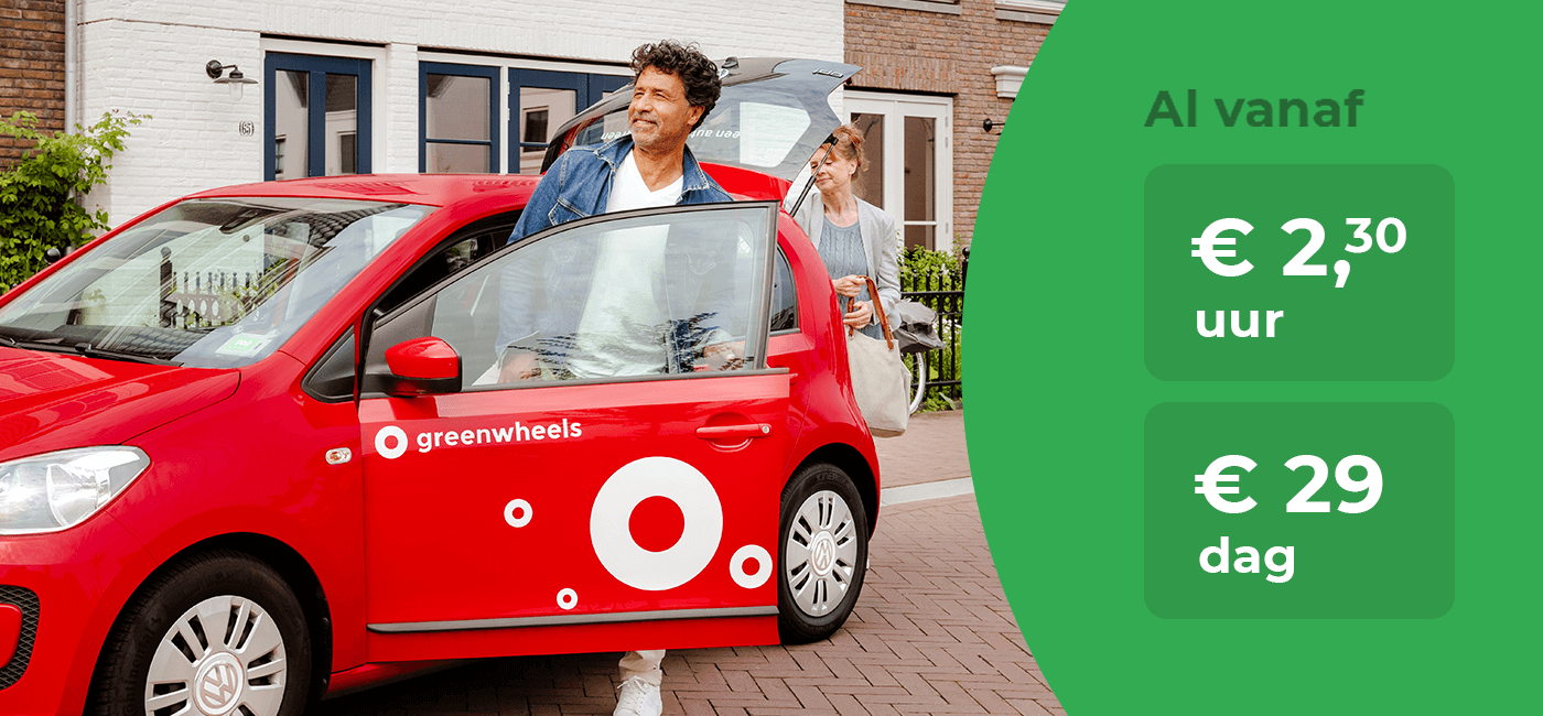 Huur een Greenwheels deelauto per uur of langer met extra voordeel