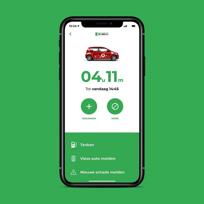 Greenwheels app drivemode auto delen