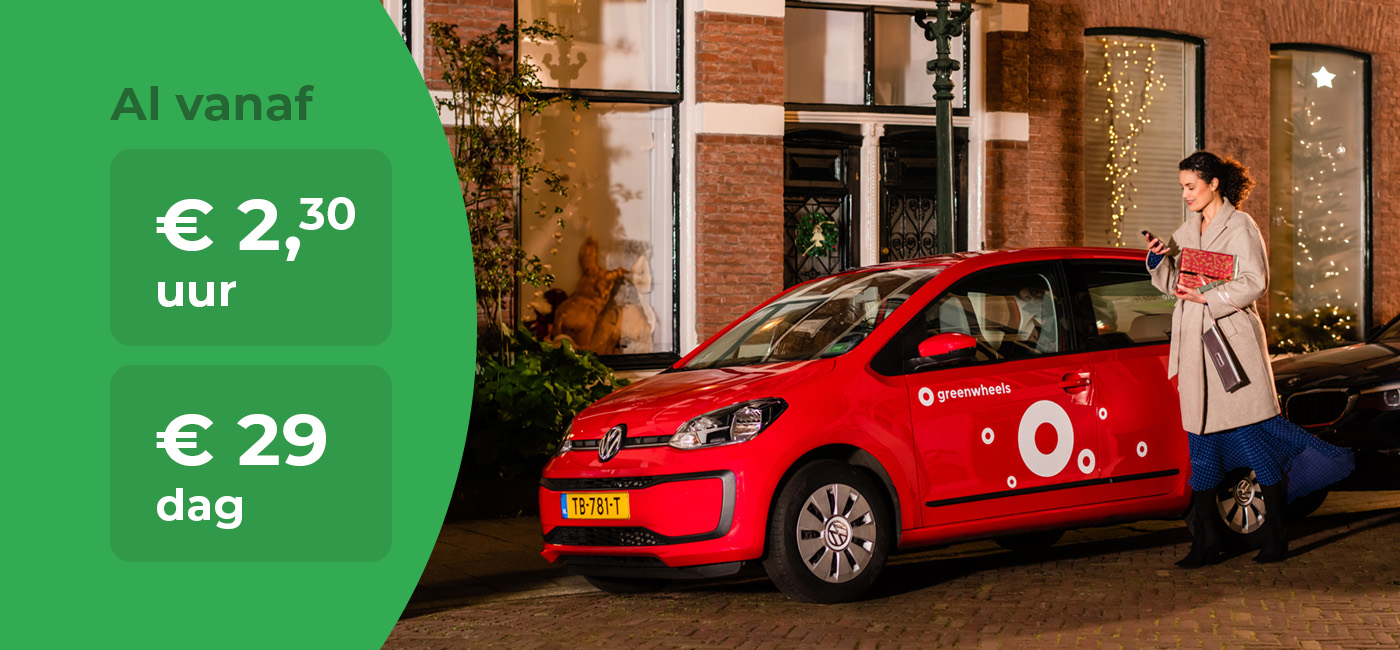Een Greenwheels-auto voor de feestdagen met vanaf prijzen