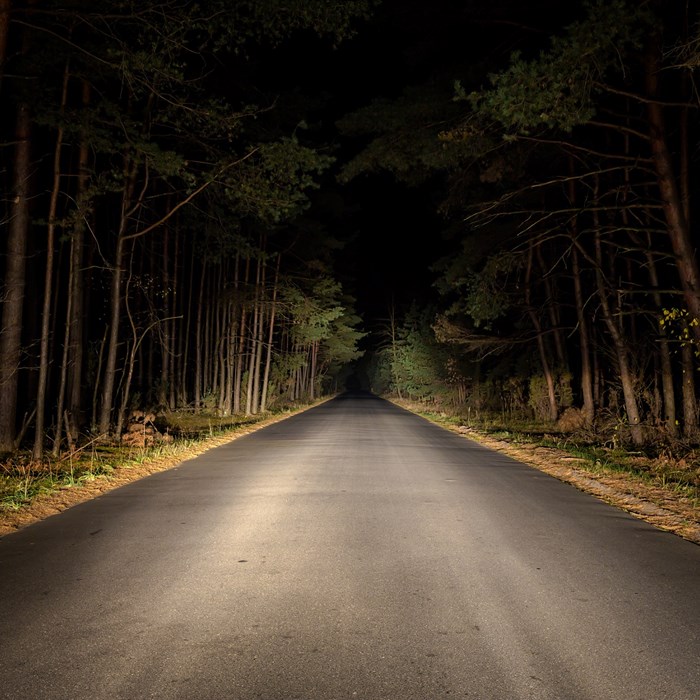 Rijtips donker rijden in de nacht Greenwheels deelauto weg in het donker